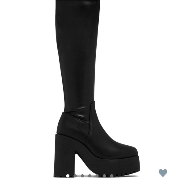 Miss Lola Black Over the Knee Boots